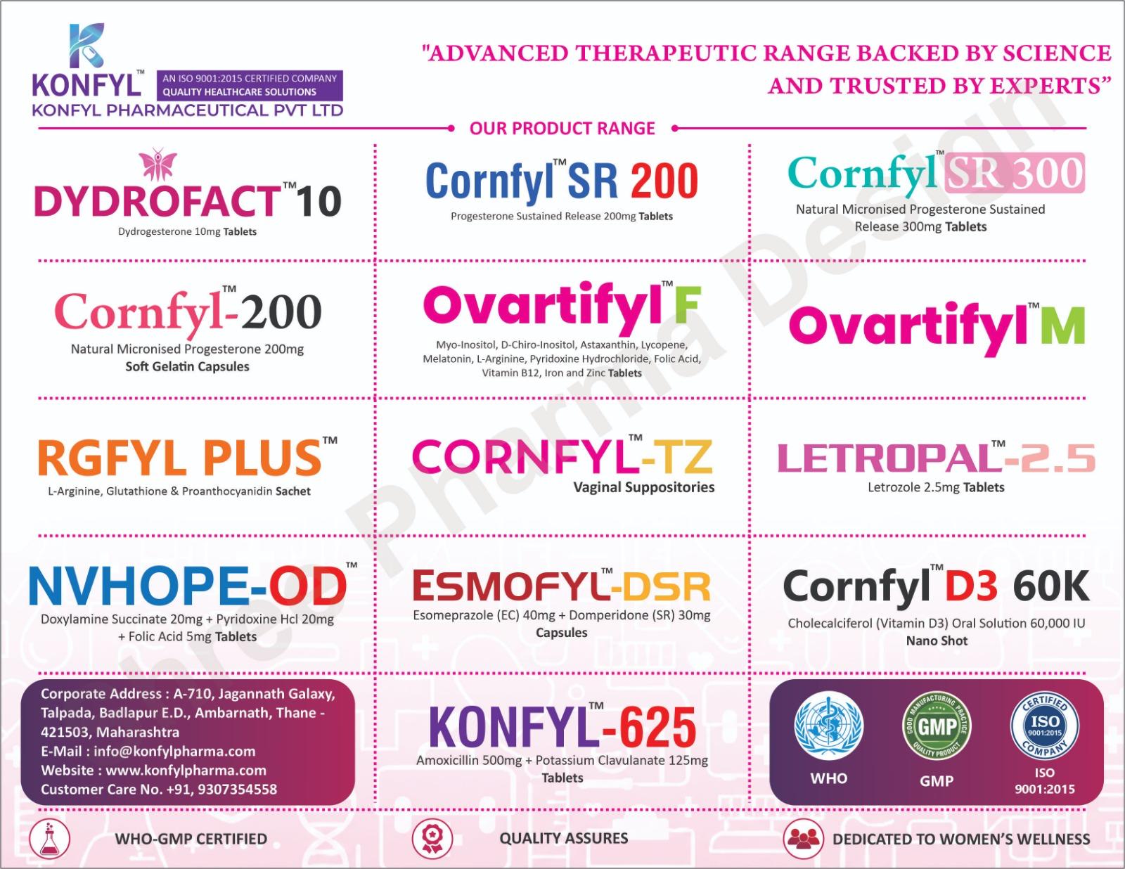 Konfyl Pharmaceutical complete product range reference